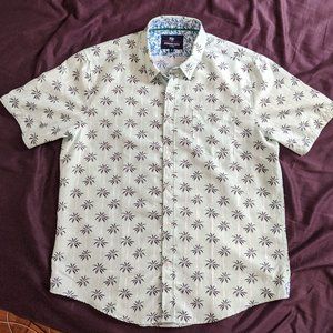 Palm Tree Print Slim-Fit Short Sleeve Shirt